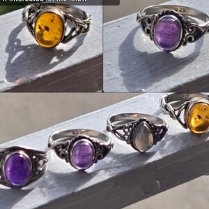 925 Sterling Silver and Genuine Gems Rings (Read Description)